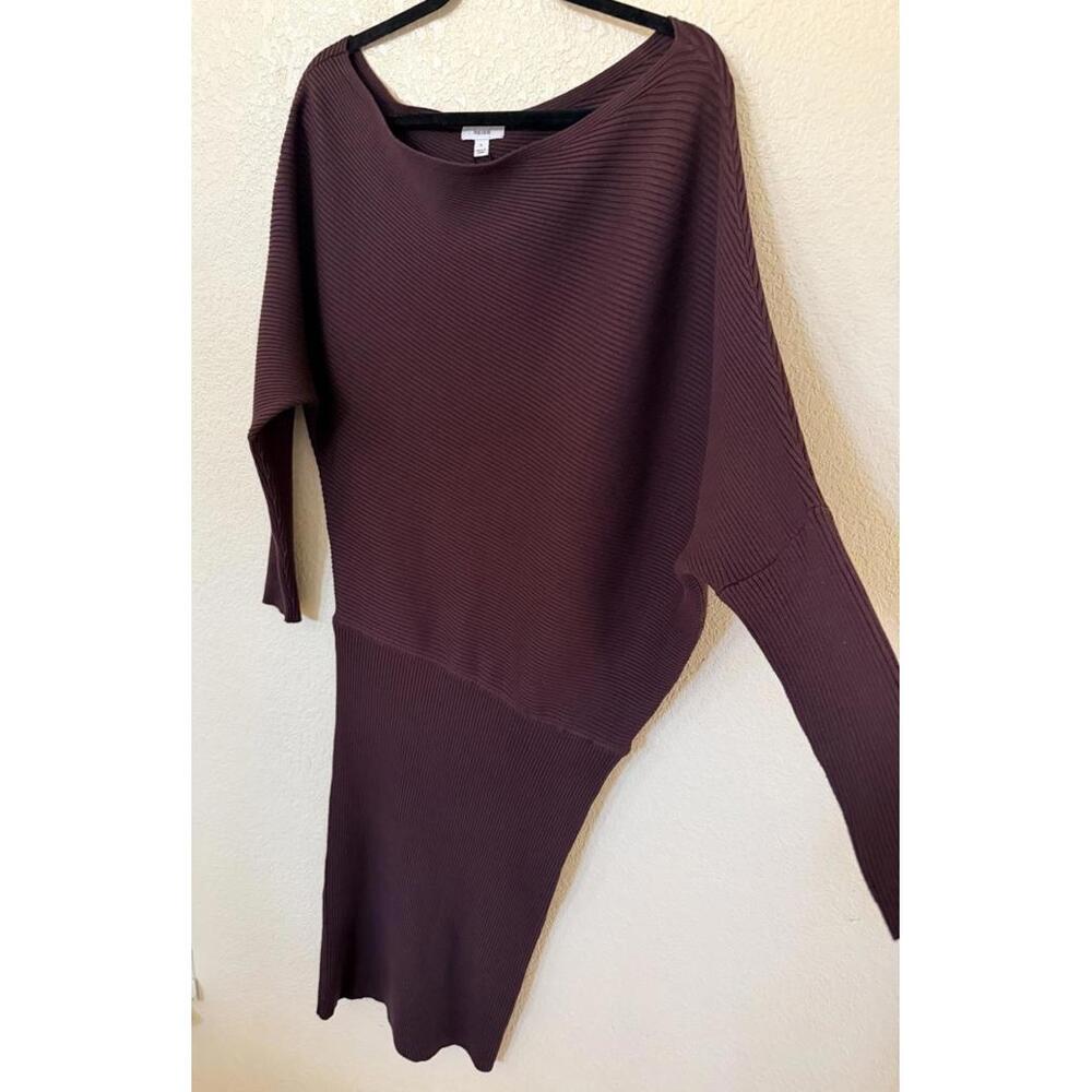 New Reiss LARA OFF-THE-SHOULDER RIBBED MIDI DRESS IN Plum Purple Sz L $295 - Picture 6 of 12